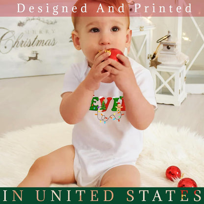 Personalized Christmas Baby Bodysuit, Customized Santa Infinant Onesie, Custom Holiday Xmas Unisex Outfit for Newborn