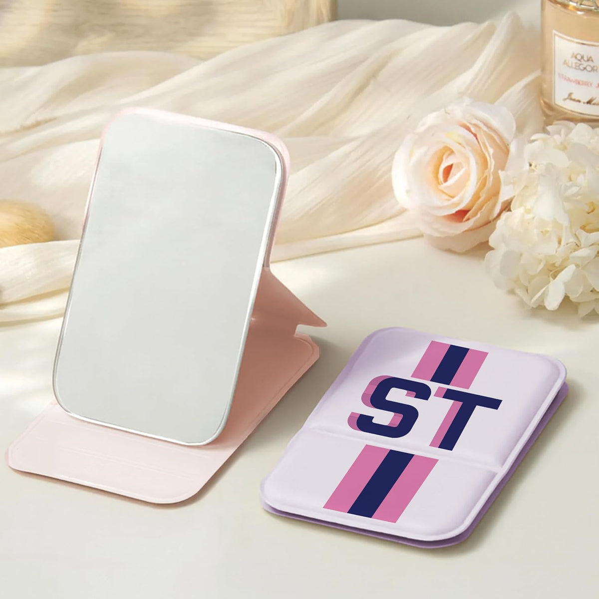 Bridesmaid Gift Personalized Compact Mirror – Custom Initial Foldable Pocket Makeup Mirror for Purse & Travel – Cute Portable Vanity Mirror for Women, Bride to Be, Mom, Bridesmaid Proposal Favor
