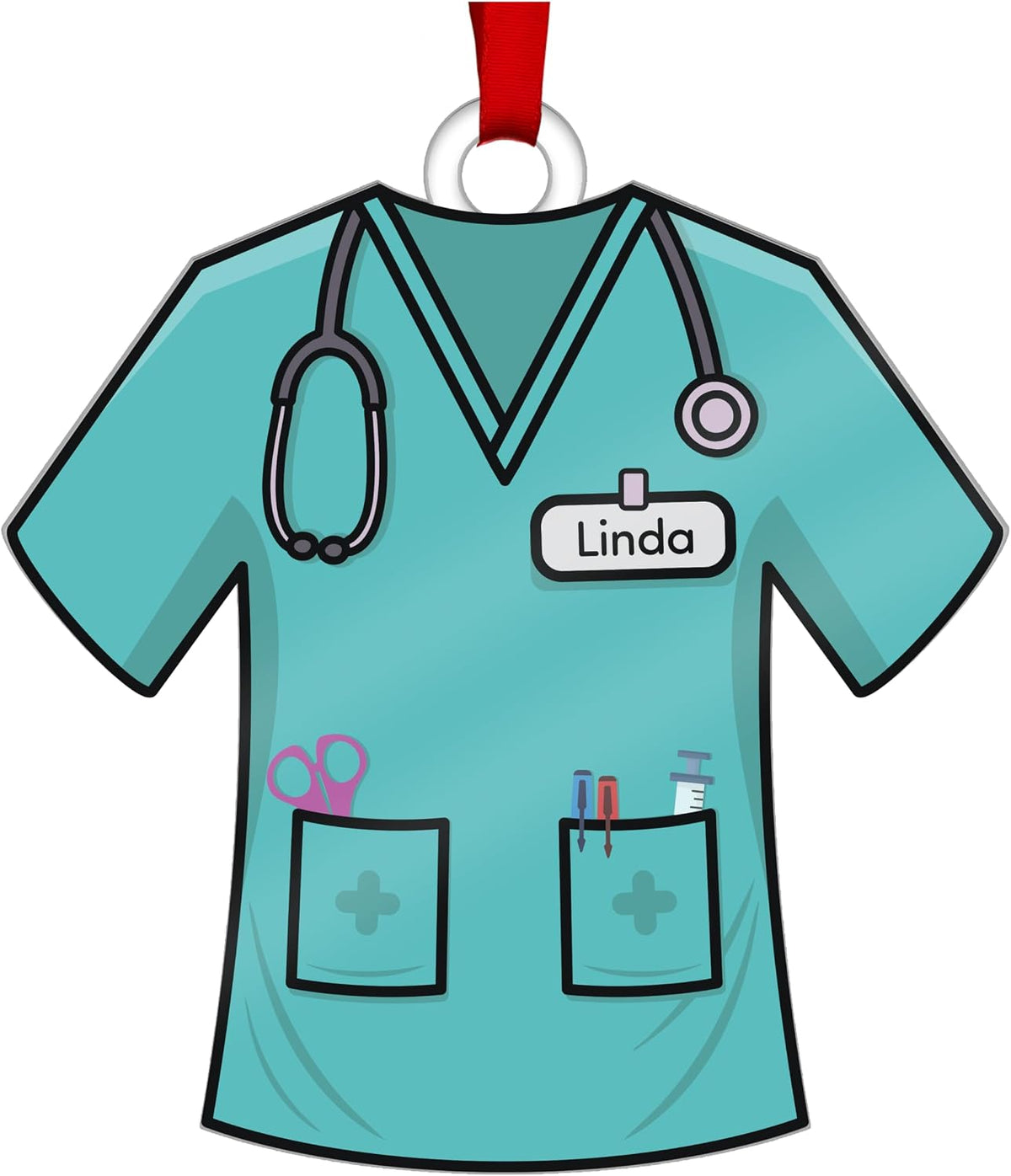 Personalized Uniform Christmas Ornaments for Nurse Doctor Vet Police Firefighter – Custom Acrylic Name Tag Occupation-Themed Xmas Tree Decorations for Family