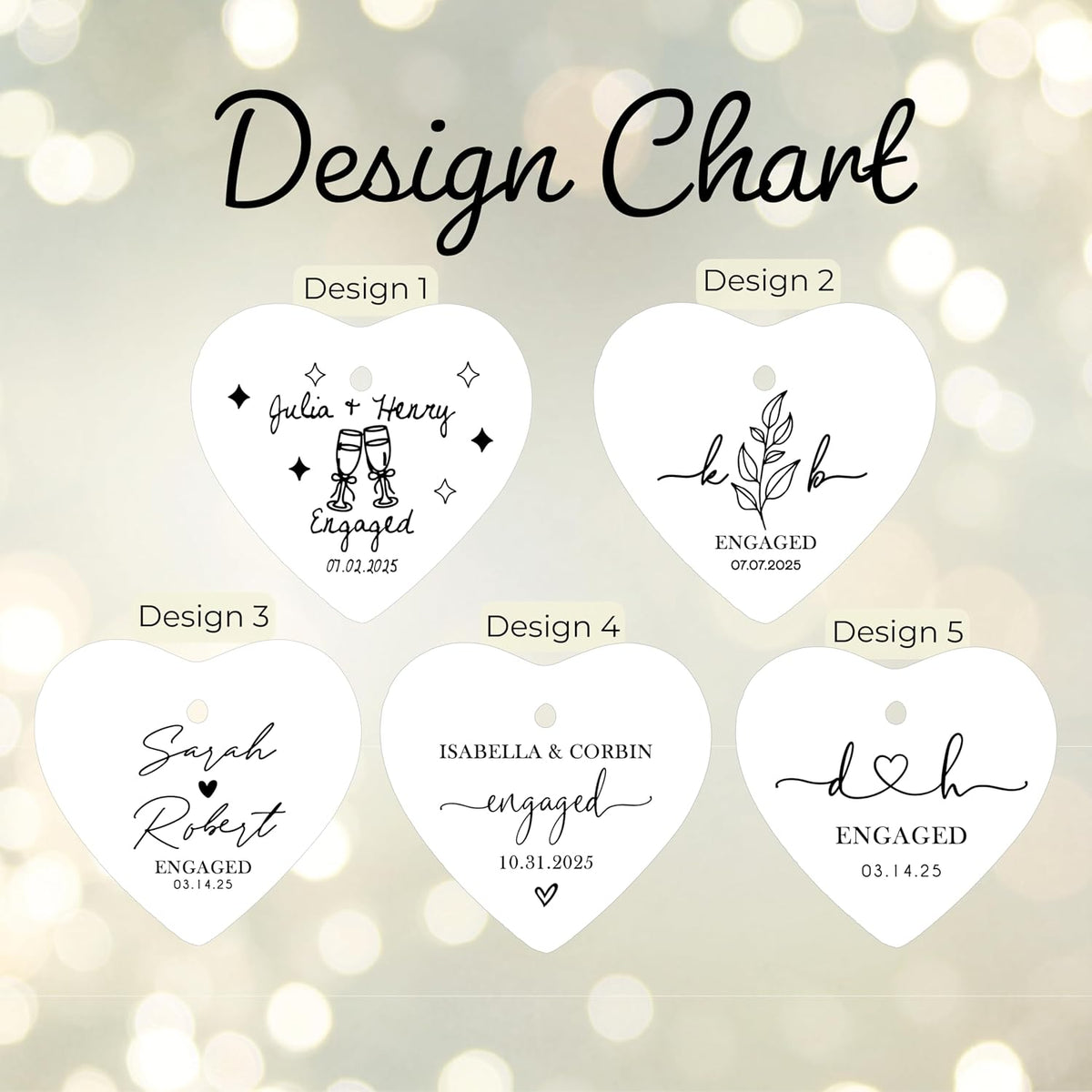 Personalized Engagement Ornament – Custom Couple Name & Date Photo Option – Our First Christmas as an Engaged Couple Keepsake – Wedding, Bridal Shower, Newlywed Gift for Couples