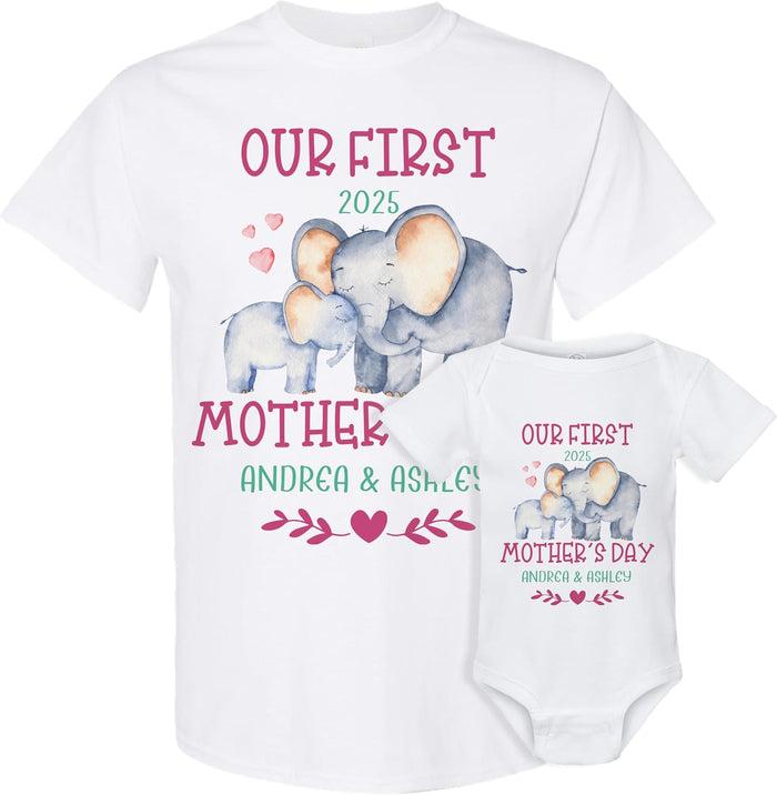Personalized Mother's Day Matching Tee Gift for Mom and Baby - Custom Outfit Tshirt and Bodysuit for Mommy, Toddler - Customize Mother, Child T-Shirt Baby Bodysuit Gifts - Kid, Daughter Son Trendy