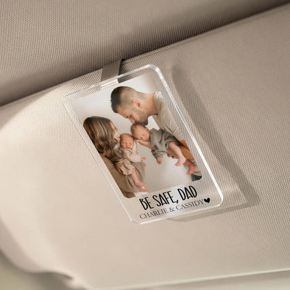 Personalized Car Visor Photo Clip – Custom Acrylic Picture Holder with Text, Gift for Dad, Mom, Husband, Wife, or Girlfriend