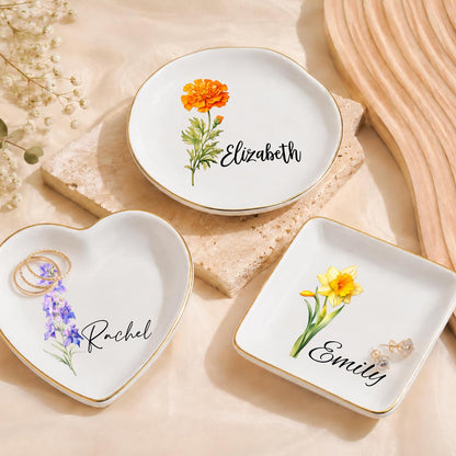 Personalized Ring Dish with Name, Custom Jewelry Tray Gift for Women, Bridesmaids, Mom, Grandma, or Best Friends