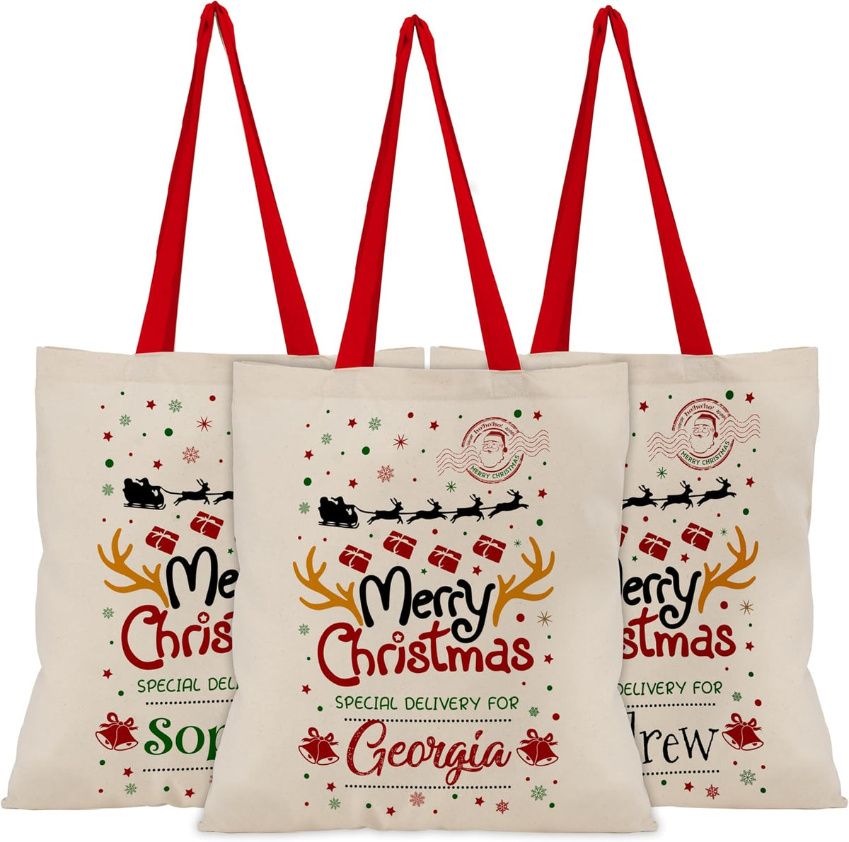 Personalized Christmas Santa Gift Bag, Custom Special Delivery Xmas Sack