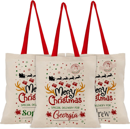 Personalized Christmas Santa Gift Bag, Custom Special Delivery Xmas Sack