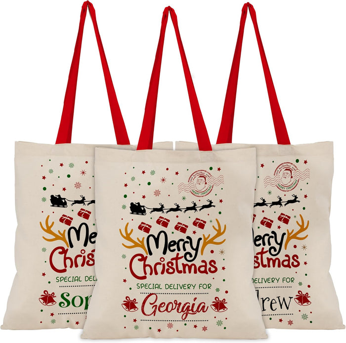 Personalized Christmas Santa Gift Bag, Custom Special Delivery Xmas Sack