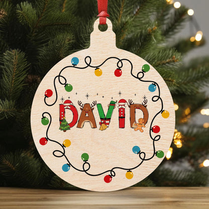 Personalized Christmas Ornament with Name, Custom Wooden Tag