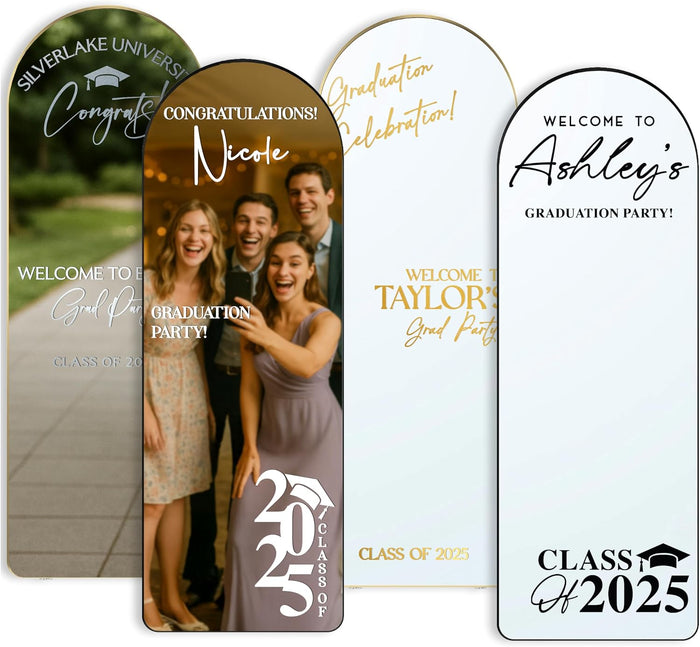 Personalized Graduation Mirror Welcome Sign Decal - Custom Class of 2027 Party Vinyl Sticker for Celebration Backdrop Display - Multiple Sizes & Fonts - Add Name & School Color