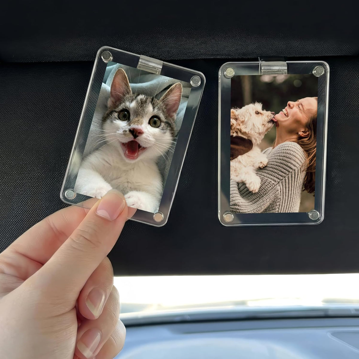 Personalized Car Visor Photo Clip – Custom Acrylic Picture Holder with Text, Gift for Dad, Mom, Husband, Wife, or Girlfriend
