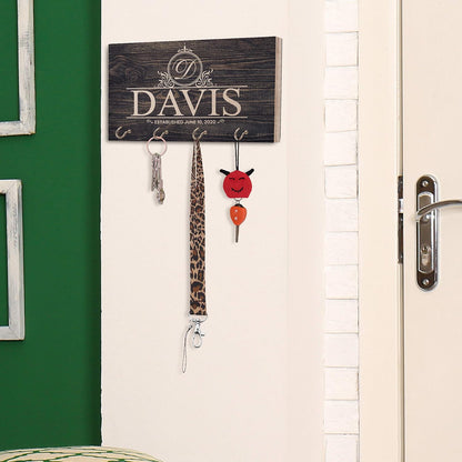 Personalized Wood Key Holder for Wall, Custom Housewarming Gift for Couples