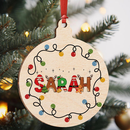 Personalized Christmas Ornament with Name, Custom Wooden Tag