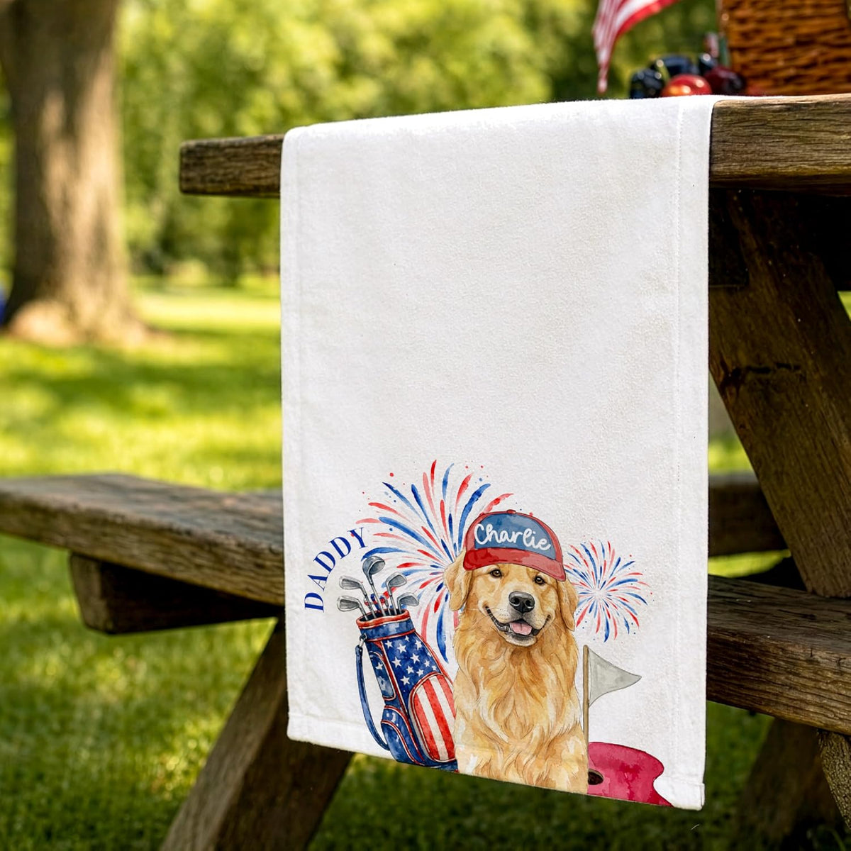 Zexpa Apparel Custom Pet Golf Towel – Personalized Golf Club Towel with Your Dog or Cat Photo & Name – Unique Pet Lover Golf Accessory Gift for Golfers & Pet Owners