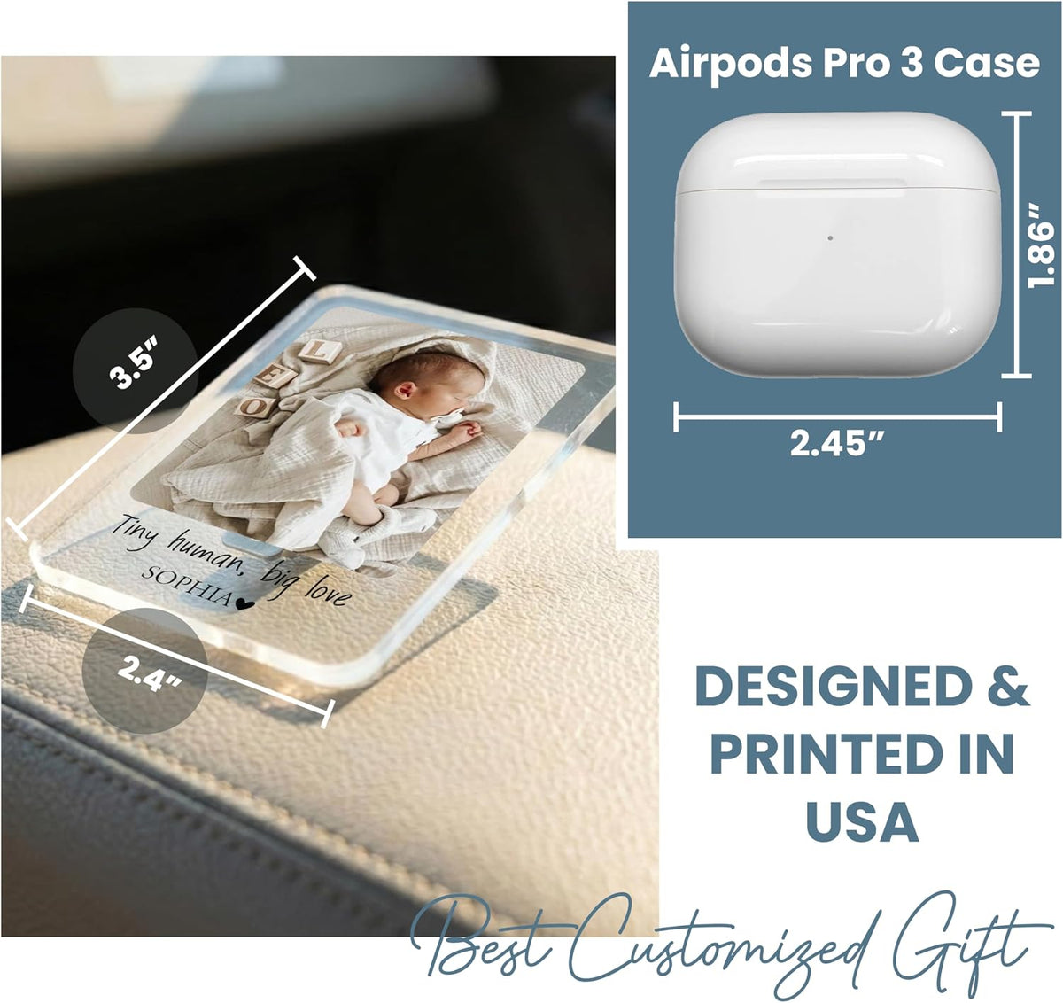 Personalized Car Visor Photo Clip – Custom Acrylic Picture Holder with Text, Gift for Dad, Mom, Husband, Wife, or Girlfriend