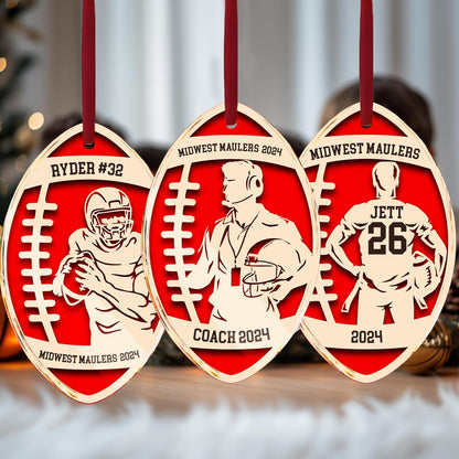 Personalized Football Christmas Ornament with Name, Custom Holiday Keepsake
