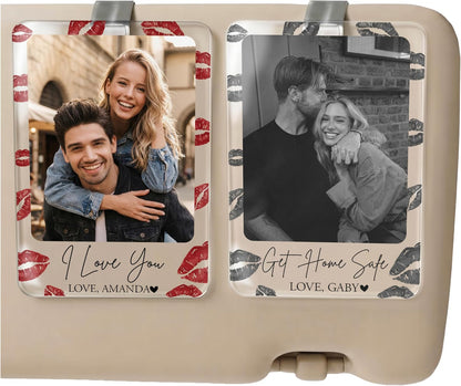 Personalized Car Visor Photo Clip – Custom Acrylic Picture Holder with Text, Gift for Dad, Mom, Husband, Wife, or Girlfriend