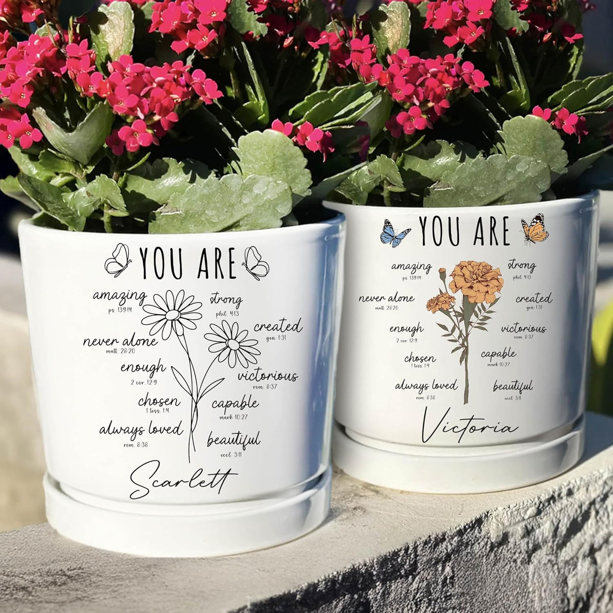 Personalized Grandma Gift - Custom Flower Pot with Names - Ceramic Planter Gift for Mom, Grandma's Garden for Grandma