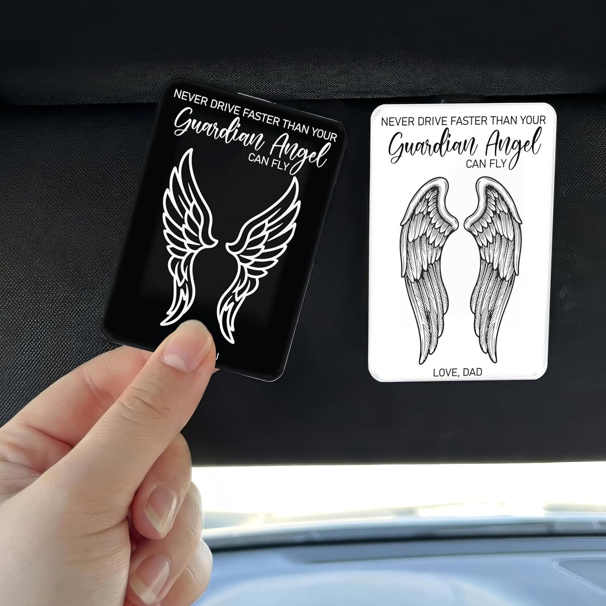 Personalized Car Visor Photo Clip – Custom Acrylic Picture Holder with Text, Gift for Dad, Mom, Husband, Wife, or Girlfriend