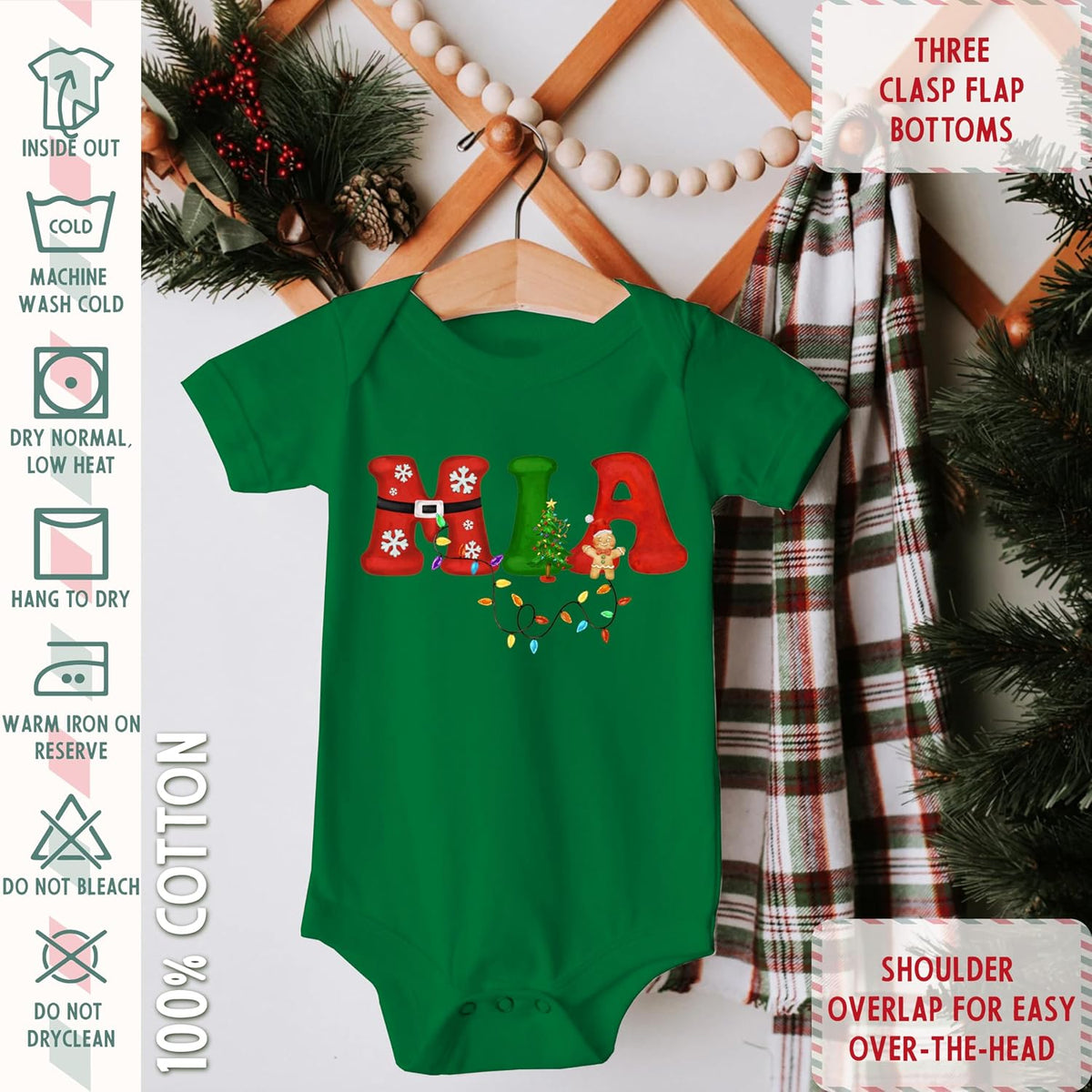 Personalized Christmas Baby Bodysuit, Customized Santa Infinant Onesie, Custom Holiday Xmas Unisex Outfit for Newborn