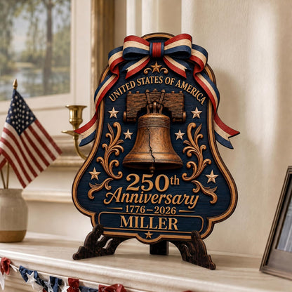 Personalized Eagle Patriotic Door Sign for Front Door, Custom Family Name America 250th Anniversary Wooden Door Hanger, USA 1776-2026 Independence Day 4th of July Wall Decor
