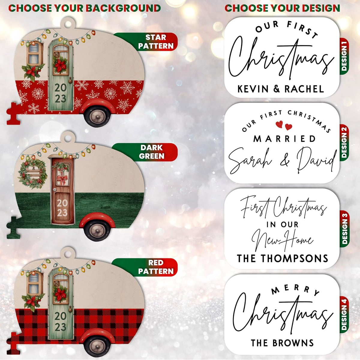 Personalized RV Christmas Wood Ornament, Custom Camper Camping