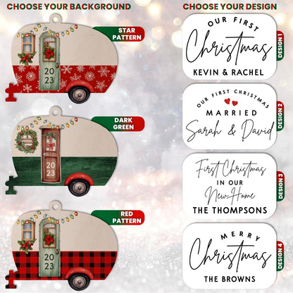 Personalized RV Christmas Wood Ornament, Custom Camper Camping