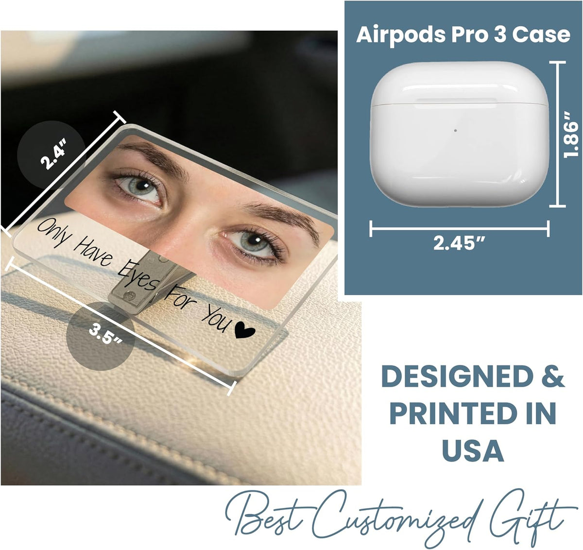 Personalized Car Visor Photo Clip – Custom Acrylic Picture Holder with Text, Gift for Dad, Mom, Husband, Wife, or Girlfriend