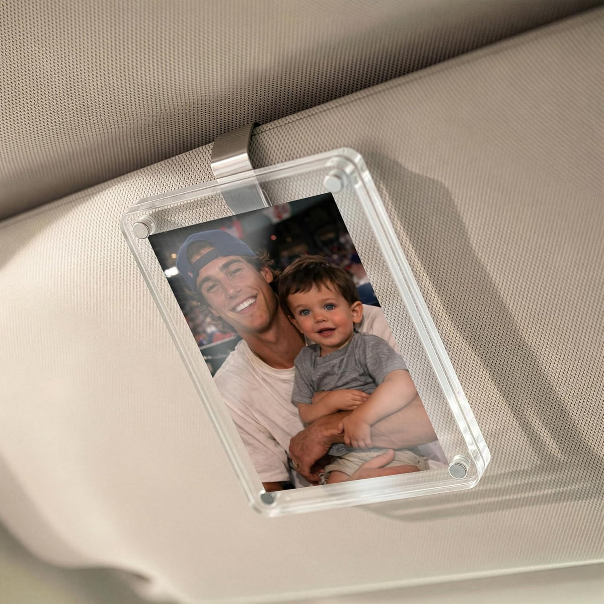 Personalized Car Visor Photo Clip – Custom Acrylic Picture Holder with Text, Gift for Dad, Mom, Husband, Wife, or Girlfriend