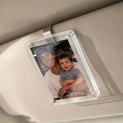 Personalized Car Visor Photo Clip – Custom Acrylic Picture Holder with Text, Gift for Dad, Mom, Husband, Wife, or Girlfriend