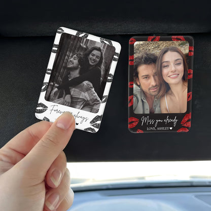 Personalized Car Visor Photo Clip – Custom Acrylic Picture Holder with Text, Gift for Dad, Mom, Husband, Wife, or Girlfriend