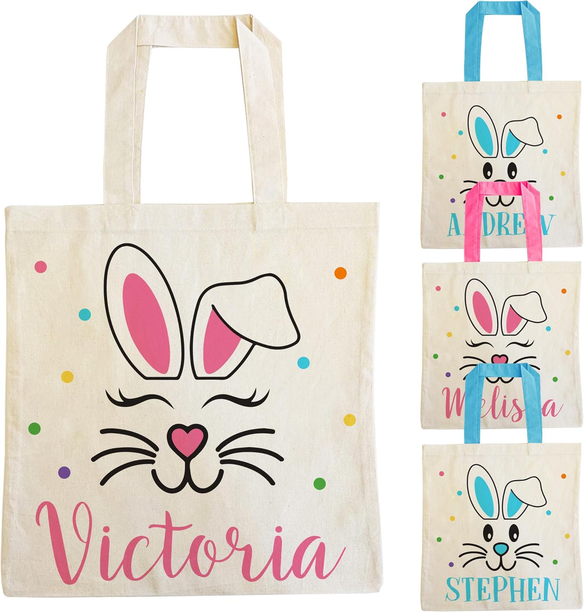 Personalized Easter Egg Hunt Tote Bag with Name, Custom Canvas Holiday Bag