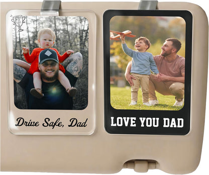 Personalized Car Visor Photo Clip – Custom Acrylic Picture Holder with Text, Gift for Dad, Mom, Husband, Wife, or Girlfriend