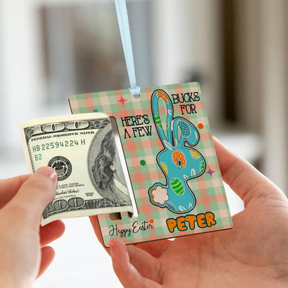 Personalized Easter Money Holder with Name, Custom Wooden Cash Gift
