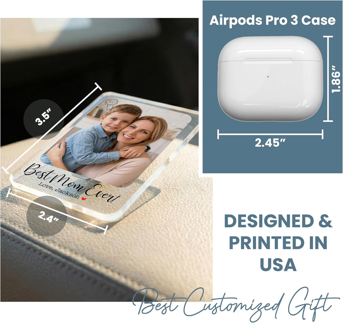 Personalized Car Visor Photo Clip – Custom Acrylic Picture Holder with Text, Gift for Dad, Mom, Husband, Wife, or Girlfriend
