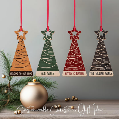 Personalized Christmas Tree Star Ornament with Family Names Gift, 2023 Custom Xmas Tree Decor, Gifts for Grandparents