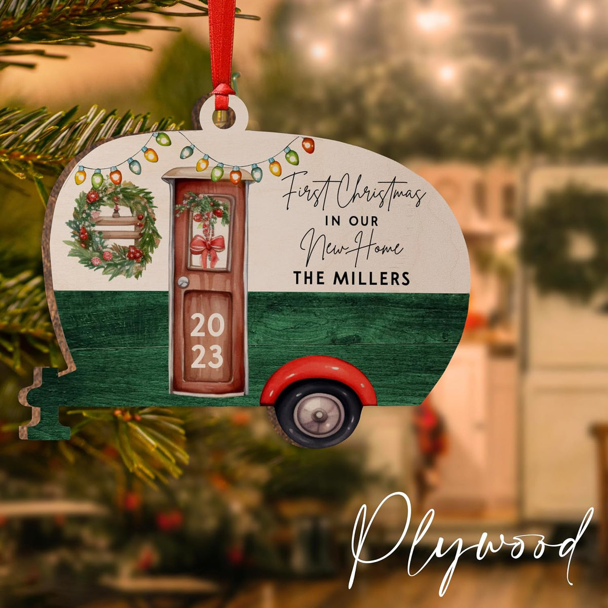 Personalized RV Christmas Wood Ornament, Custom Camper Camping