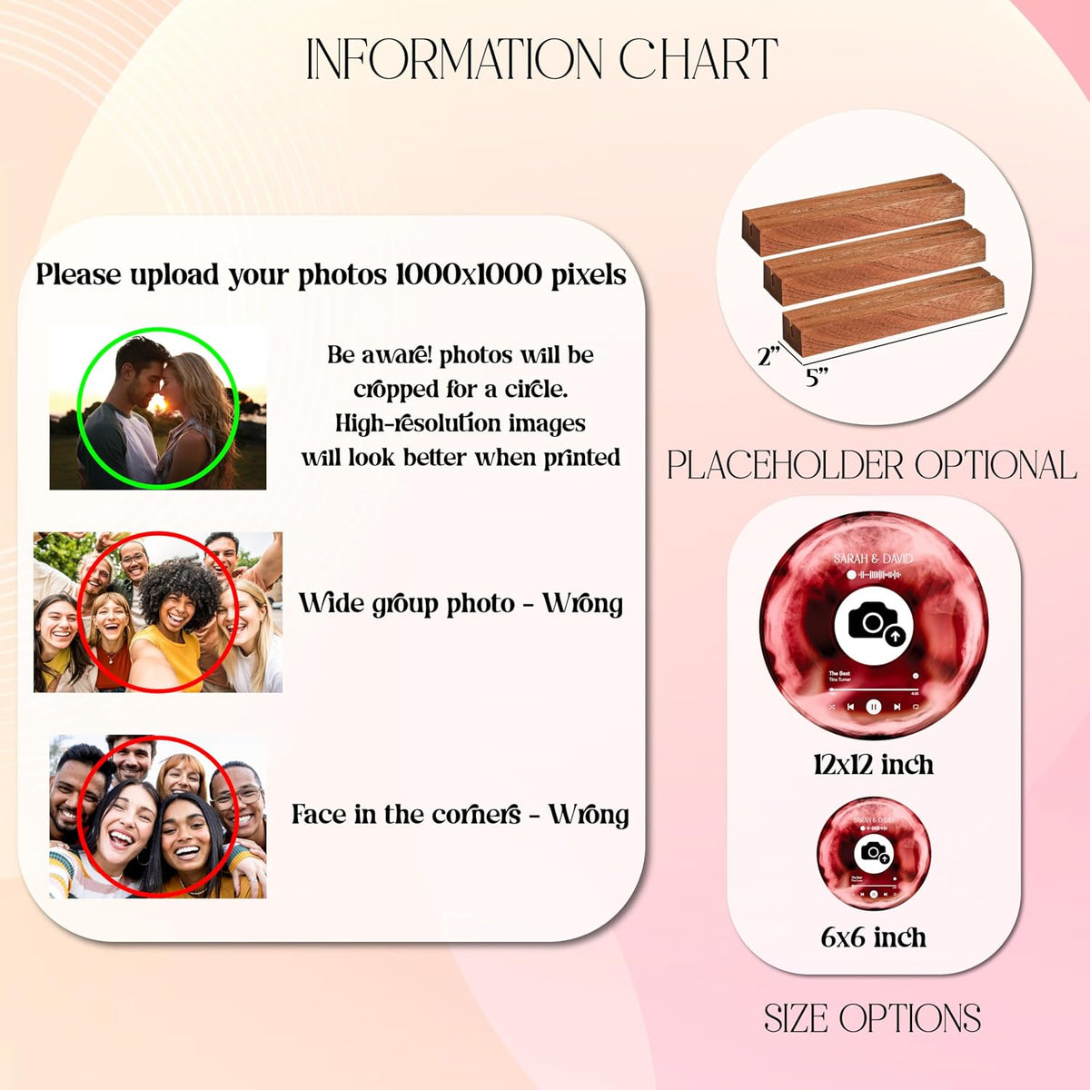 Personalized Vinyl Record with Photo, Custom Song Plaque Couple Gift
