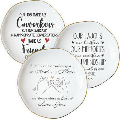 Personalized Ring Dish with Name, Custom Jewelry Tray Gift for Women, Bridesmaids, Mom, Grandma, or Best Friends