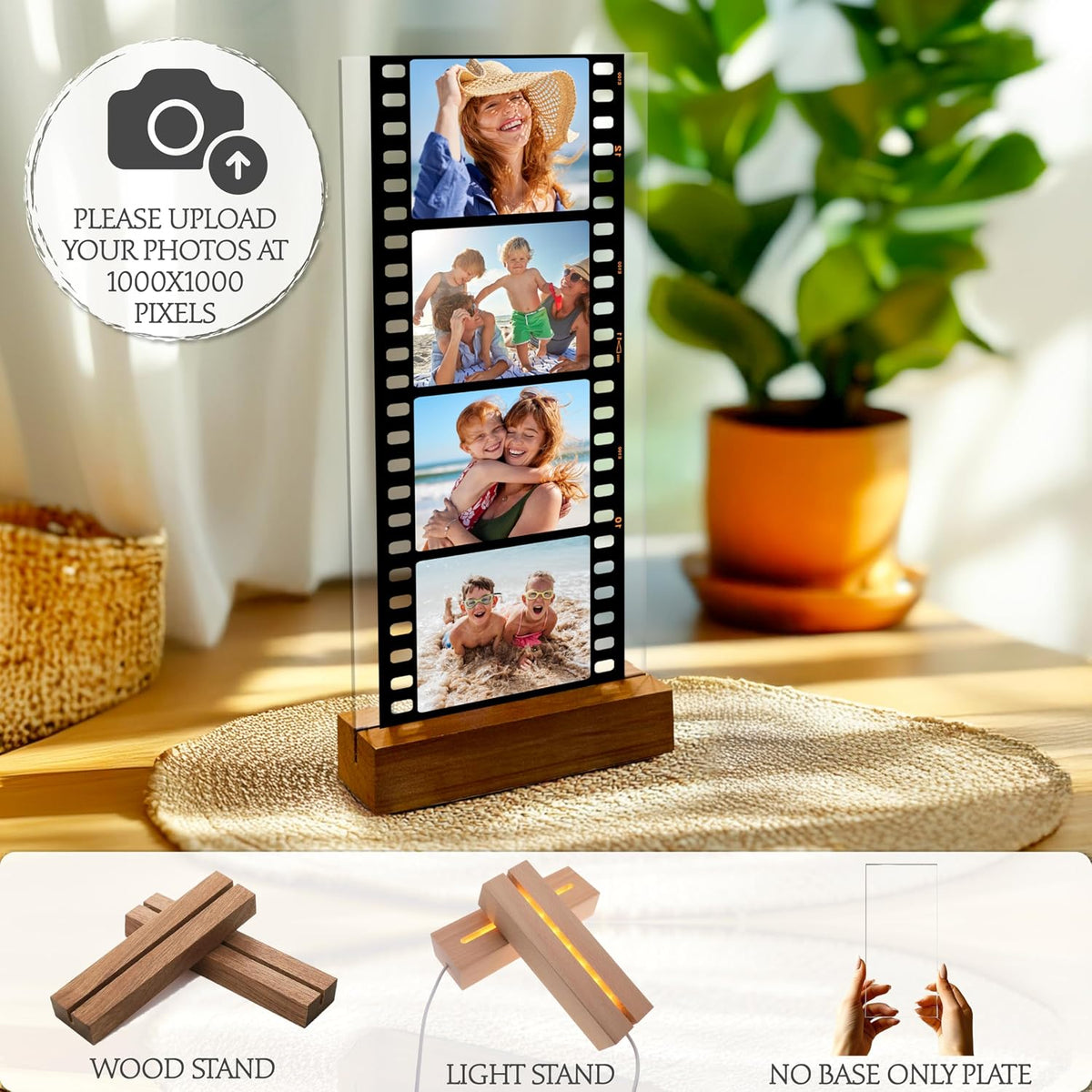 Zexpa Apparel Custom Photo Film Strip Acrylic Plaque - Personalized Picture Display Camera Roll Sign for Mother, Couples - Unique Keepsake Gift for Mothers Day, Christmas, Valentines Day, Birthday