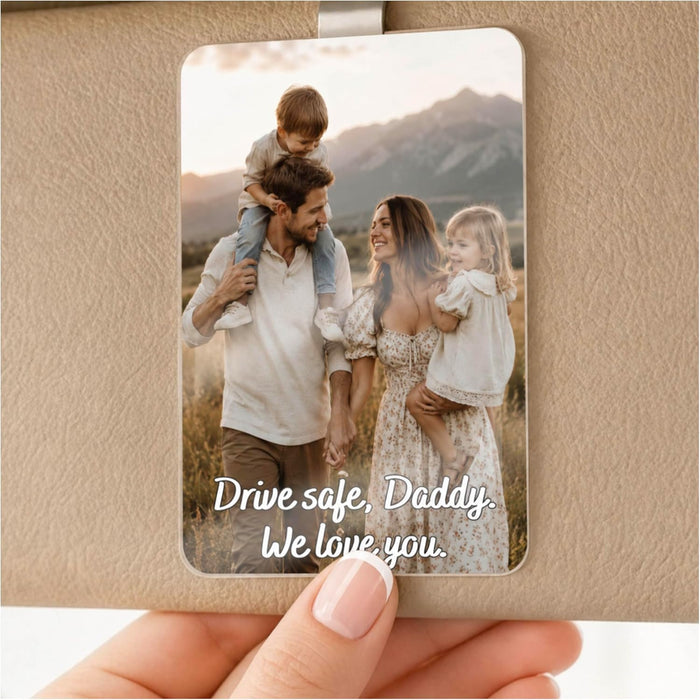 Personalized Photo Car Visor Clip – Custom Acrylic Sun Visor Frame for Dad, Husband, Loved Ones – Unique Drive Safe Gift for Father’s Day
