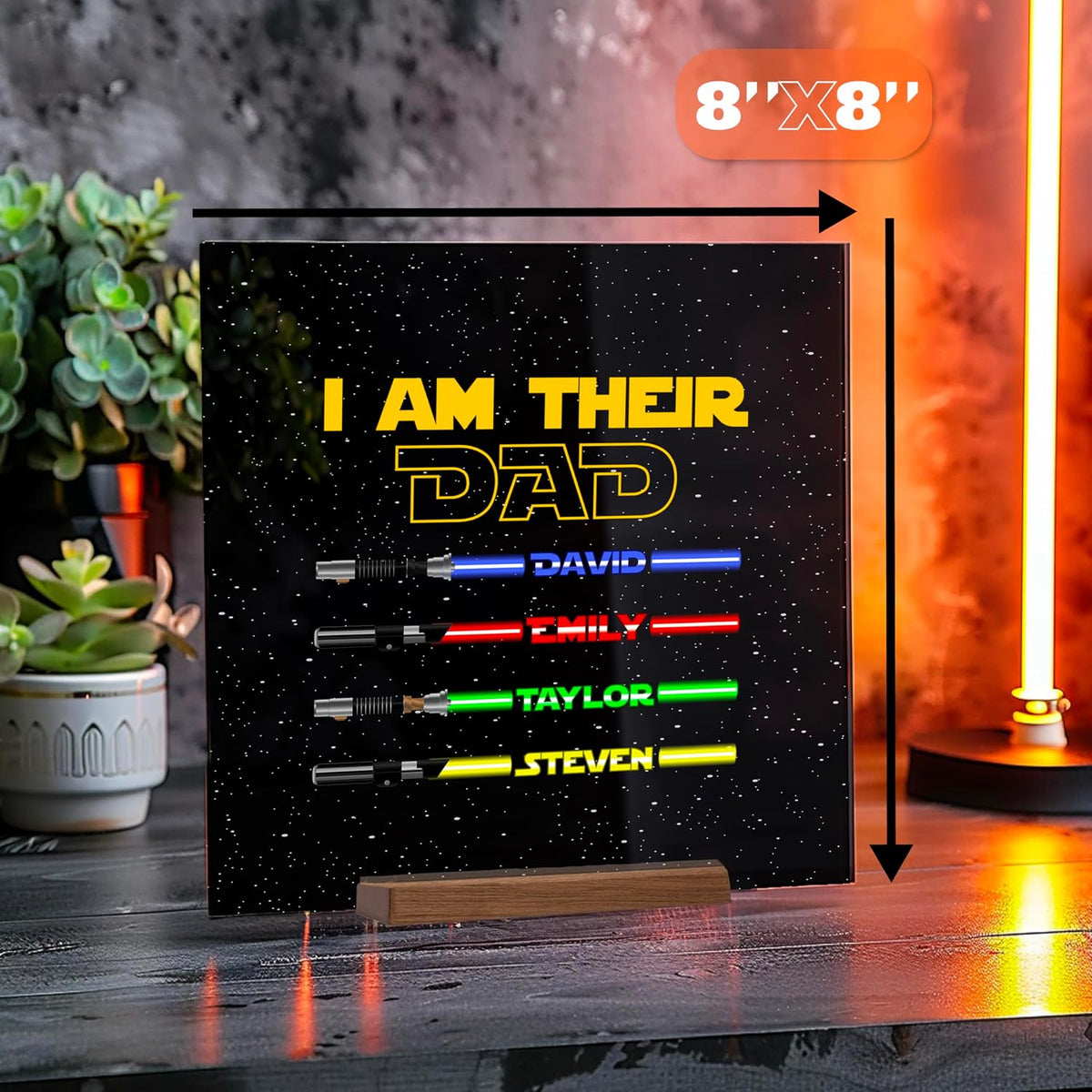 Personalized I Am Their Father Lightsaber Sign with Names, Custom Dad Gift