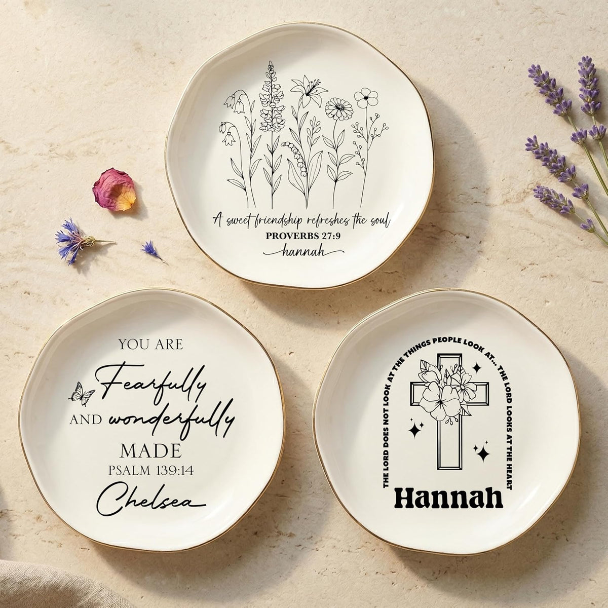 Personalized Ring Dish with Name, Custom Jewelry Tray Gift for Women, Bridesmaids, Mom, Grandma, or Best Friends