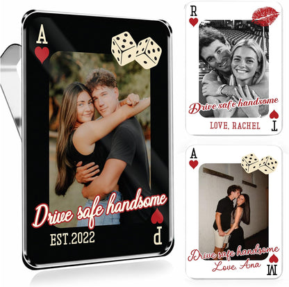 Personalized Car Visor Photo Clip – Custom Acrylic Picture Holder with Text, Gift for Dad, Mom, Husband, Wife, or Girlfriend