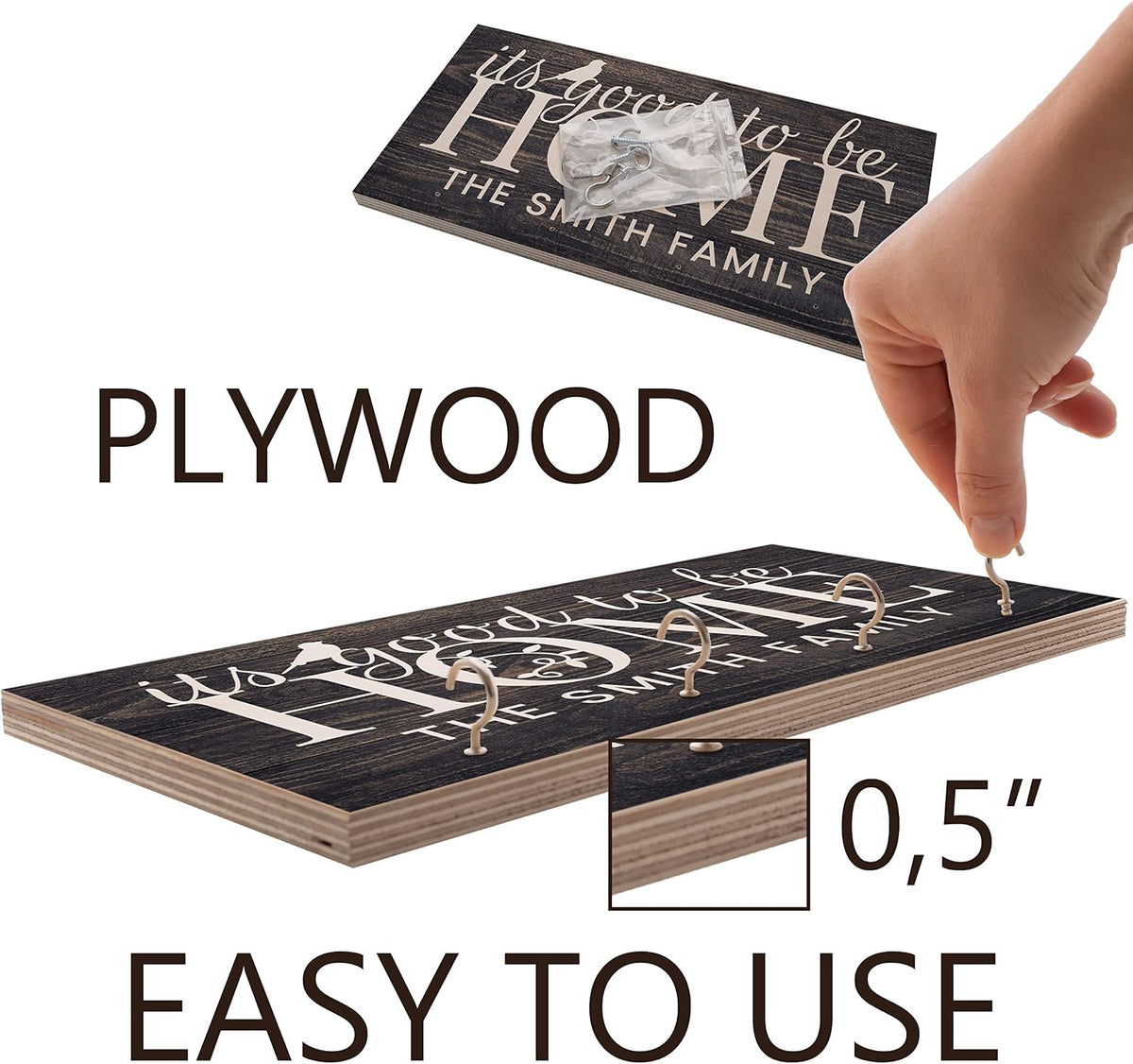 Personalized Wood Key Holder for Wall, Custom Housewarming Gift for Couples