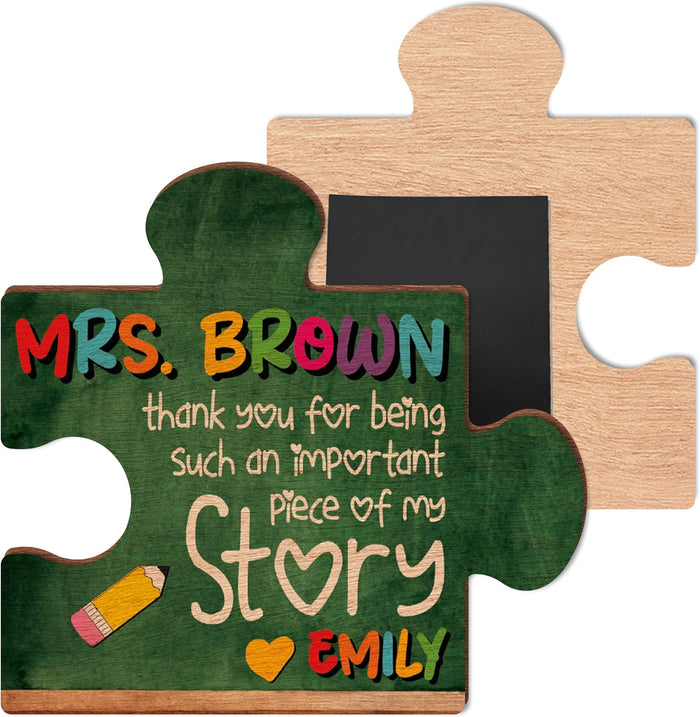 Personalized Teacher Magnet Gift – Custom Puzzle Piece Fridge Magnet with Name – Teacher Appreciation, End of Year Thank You Gift from Student, Back to School or Teacher’s Day Present