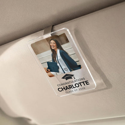 Personalized Car Visor Photo Clip – Custom Acrylic Picture Holder with Text, Gift for Dad, Mom, Husband, Wife, or Girlfriend