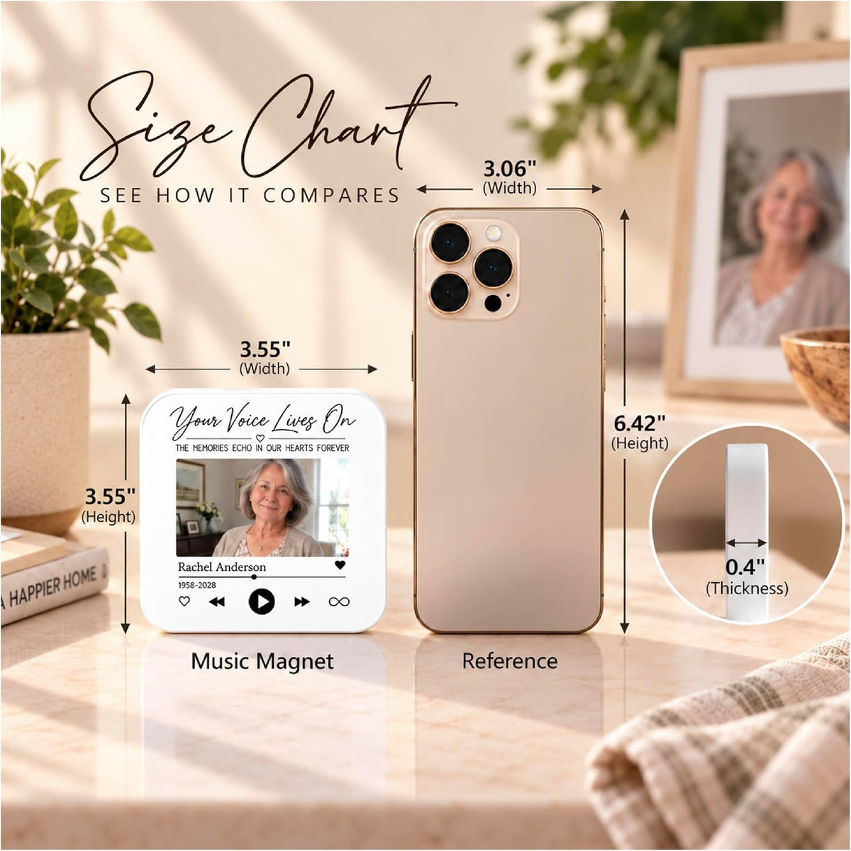 Custom Baby Heartbeat Music Fridge Magnet with Ultrasound Photo and Name