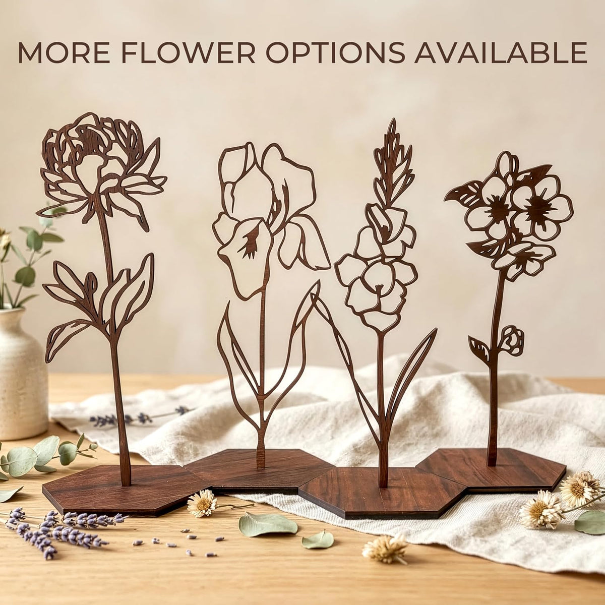 Birth Month Flower Wooden Decor, Grandma Mothers Day Gift for Mom Nana Gigi, Elegant Floral Home Decor, Birthday Christmas Gift