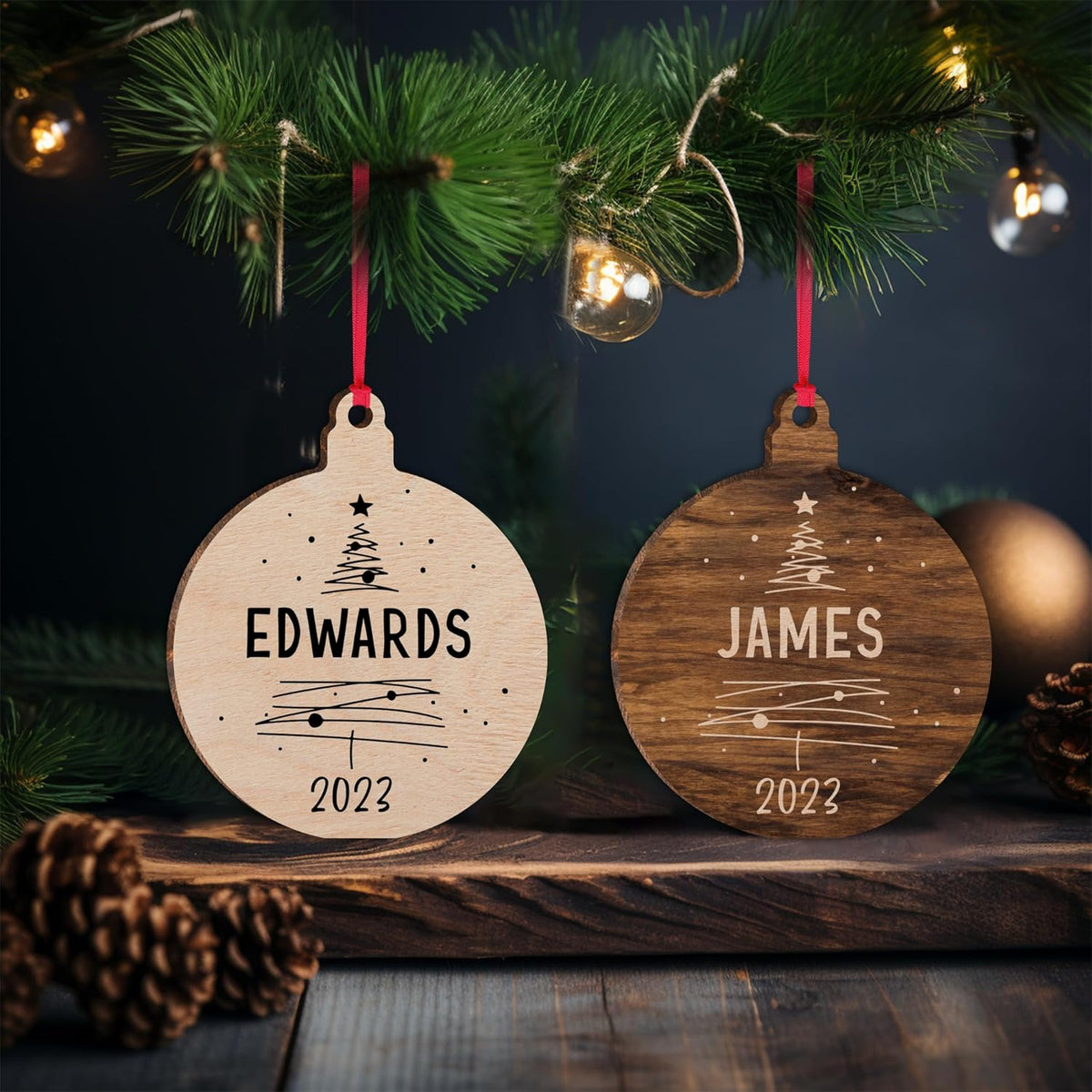 Customized Christmas Tree Decor Ornament, Personalized 2023 Xmas Stocking & Gift Tag