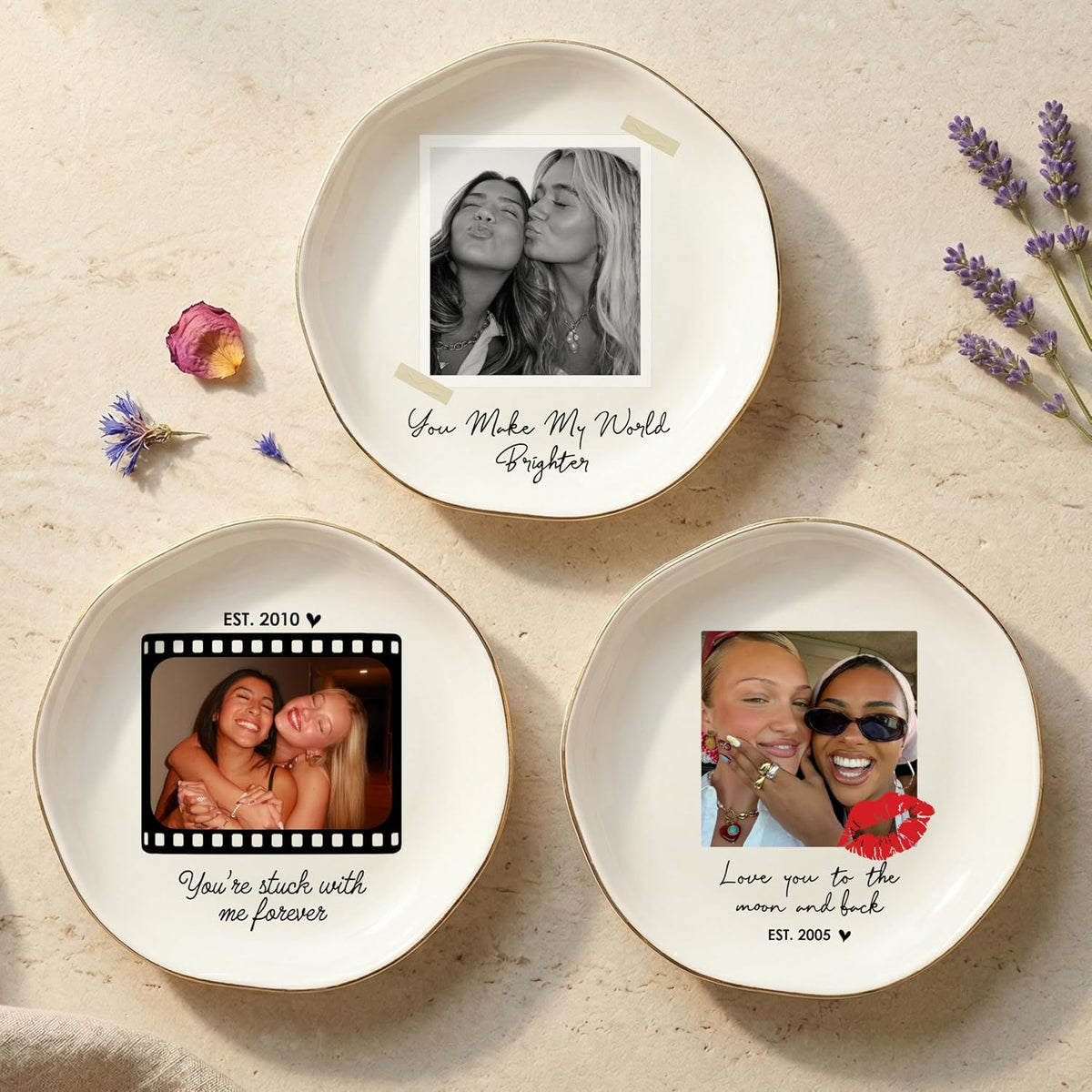 Personalized Ring Dish with Name, Custom Jewelry Tray Gift for Women, Bridesmaids, Mom, Grandma, or Best Friends
