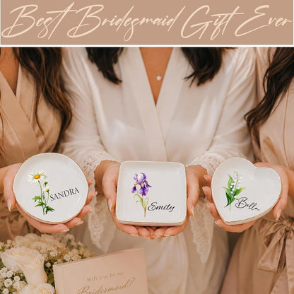Personalized Ring Dish with Name, Custom Jewelry Tray Gift for Women, Bridesmaids, Mom, Grandma, or Best Friends
